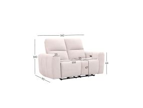 Sohva MATIAS 2-istuttava sähkökäyttöinen lepotuoli 162x90xH100cm, vaalea beige