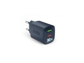 SBS LCD seinälaturi, USB-A, USB-C, LCD, 30 W, sininen - Laturi - Laturi