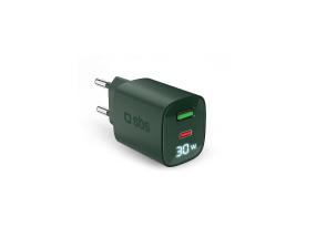 SBS LCD-seinälaturi, USB-A, USB-C, LCD, 30 W, vihreä - Laturi