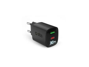 SBS LCD seinälaturi, USB-A, USB-C, LCD, 30W, musta - Laturi