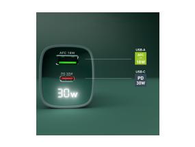 SBS LCD-seinälaturi, USB-A, USB-C, LCD, 30 W, vaaleansininen - Laturi - Laturi