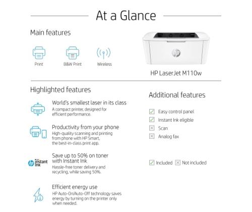 HP LaserJet M110w -tulostin Laser S/W A4 20 ppm USB Wi-Fi