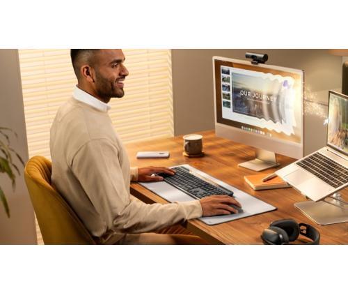 Logitech Signature Slim Solar+ K980 for Business Langaton näppäimistö, RF+Bluetooth, US Int, grafiittipunainen