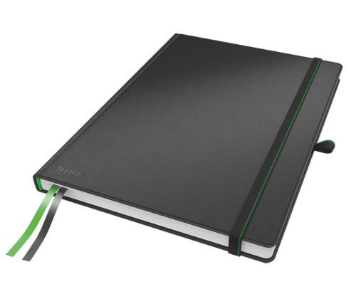 Konttorikirja A6 100a kuminauhalla Leitz Complete musta