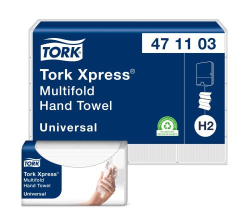 Pehmopaperi 2-kerroksinen TORK Xpress Multifold Universal H2, 23,4x21,3 cm 190 arkkia (471103)