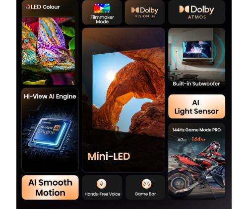 TV-sarja HISENSE 65 " 4K Ultra HD 3840 x 2160 pikseliä Flat 16:9 ULED 65U7Q 65U7Q