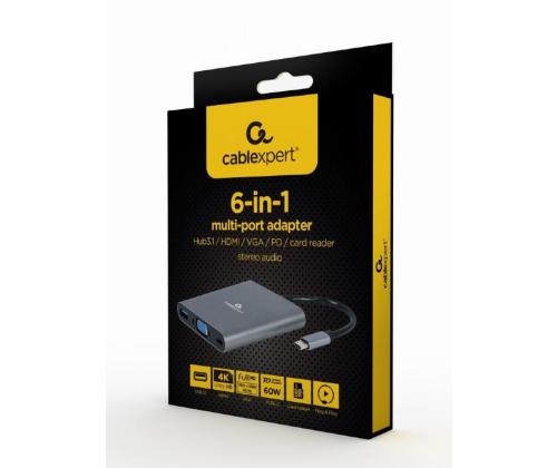 I/O-SOVITIN USB-C HDMI/USB3/6IN1:EEN A-CM-COMBO6-01 GEMBIRD