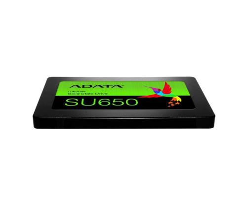 SSD ADATA SU650 512GB SATA 3.0 Kirjoitusnopeus 450 Mt/s Lukunopeus 520 Mt/s 2,5" TBW 140...