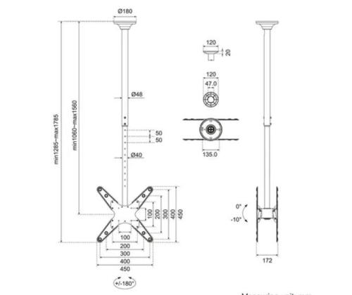 TV-SARJAN KATTOKIINNIKE 32-75/FPMA-C340DMUSTA NEOMOUNTS-KIINNITYSJÄRJESTELMÄ