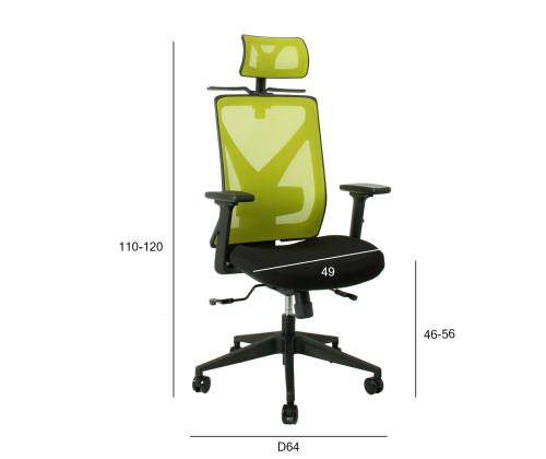 Työtuoli MIKE 64x65xH110-120cm, musta/vihreä
