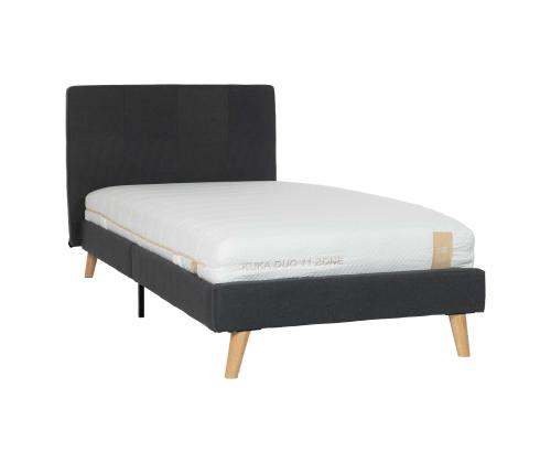 Sänky JUNO 90x200cm, patjalla KUKKA DUO 11 ZONE, harmaa