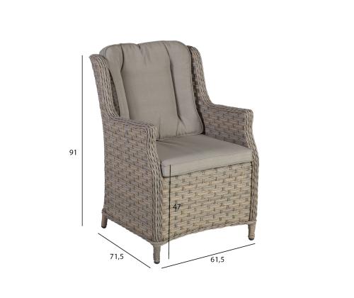 Nojatuoli PACIFIC beeþ 61,5x71,5xH91cm, alumiinirunko, muovipunos