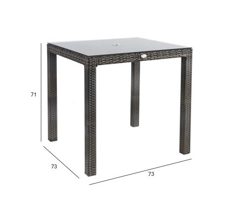 Pöytä WICKER 73x73xH71cm, tummanruskea