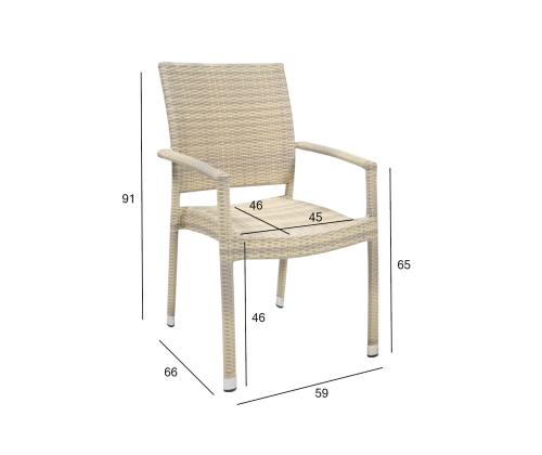 Tuoli WICKER-3 käsinojilla 59x66xH91cm, beeþ