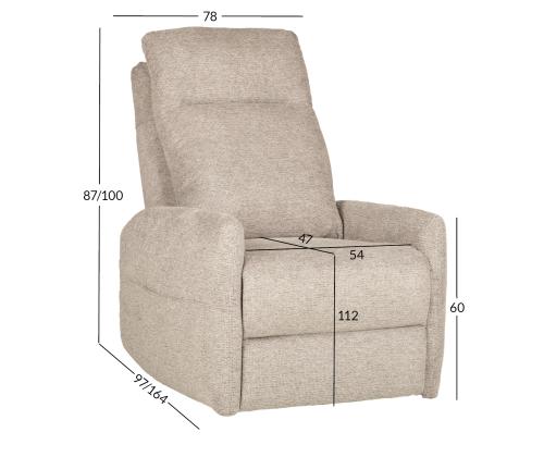 Nojatuoli KATY sähköinen lepotuoli hierontatoiminnolla 78x97xH100cm, harmaa