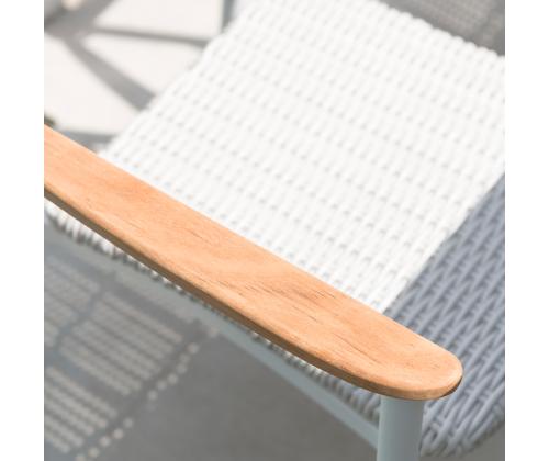 Tuoli WALES valkoinen 56x60xH82cm, alumiinirunko, muovipunos, tiikkipuu