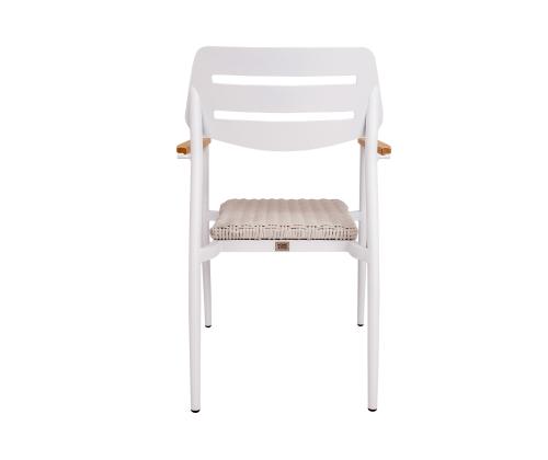 Tuoli WALES valkoinen 56x60xH82cm, alumiinirunko, muovipunos, tiikkipuu