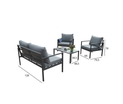 Puutarhakalusteet ADRIO pöytä, sohva ja 2 tuolia