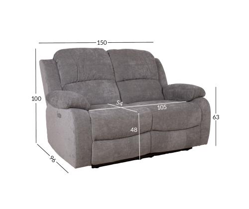 Sohva FELICIA 2-istuttava sähköinen lepotuoli 150x96xH100cm, harmaa