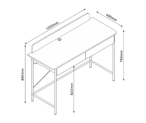 Työpöytä FERDIE 120x48xH88cm, saarni/valkoinen