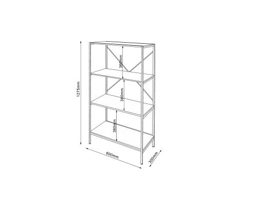 Hylly LAVINA 60x30xH127,5cm, saari/musta