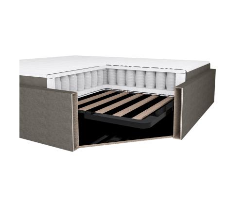 Mannermainen sänky LEENA 160x200cm, patjalla, tumma beige, 176x221xH110cm