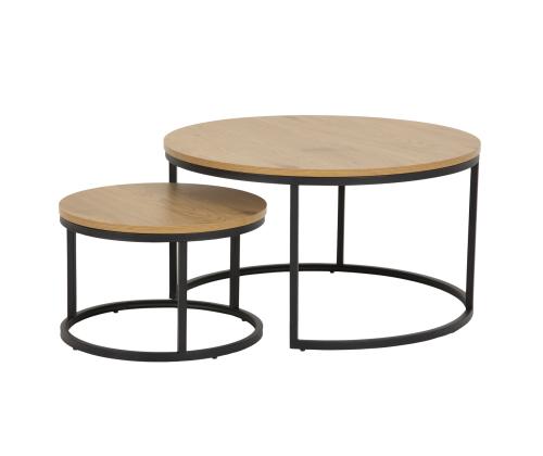 Sohvapöydät 2 kpl SPIRO D50xK33cm, D80xK45cm, tammi