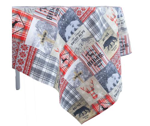 Pöytäliina WINTER 170x170cm, talvi ja eläimet, 50% puuvilla, 50% polyesteri, kangas 454
