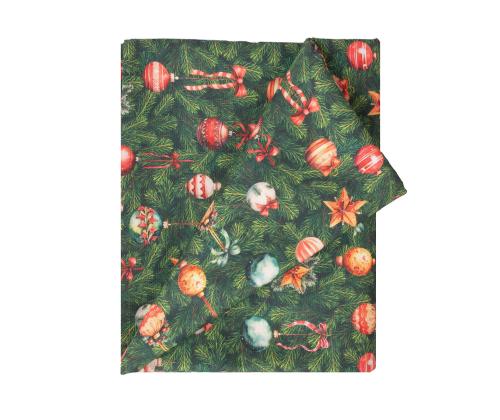 Pöytäliina CHRISTMAS NEW 136x220cm, joulukuusen lehdet, 50% polyesteri, 50% puuvilla, kangas 573