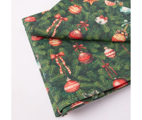 Pöytäliina CHRISTMAS NEW 136x220cm, joulukuusen lehdet, 50% polyesteri, 50% puuvilla, kangas 573