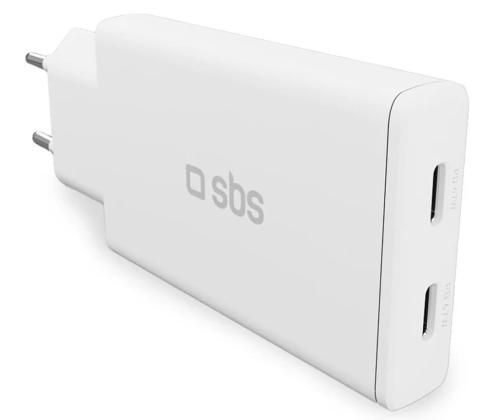 SBS seinälaturi, 2xUSB-C, 67 W, valkoinen - Laturi
