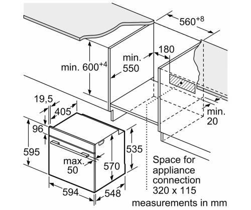 Bosch, 71 L, pyrolyyttinen puhdistus, musta - Integroitu uuni