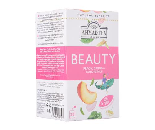 Yrttitee AHMAD Beauty persikka, mäkikuisma ja ruusun terälehtiä 20 kpl kirjekuoressa