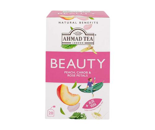 Yrttitee AHMAD Beauty persikka, mäkikuisma ja ruusun terälehtiä 20 kpl kirjekuoressa