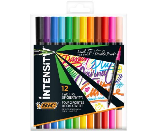 BIC Intensity 12-väriset kaksipäiset huopakynät