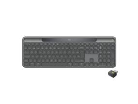 Logitech Signature Slim Solar+ K980 for Business Langaton näppäimistö, RF+Bluetooth, US Int, grafiittipunainen