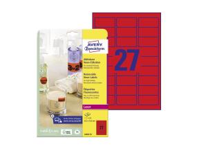 Tarratarra AVERY Zweckform 63,5x29,6mm 25 arkkia irrotettava neonpunainen (L6003REV-25)