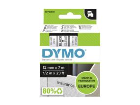 Kleepkirjalint/markeerimislint DYMO D1 45010 12mm x 7m must/läbipaistev