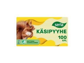Lakanapyyhe 2-kerroksinen SERLA keltainen 100 kpl pakkauksessa