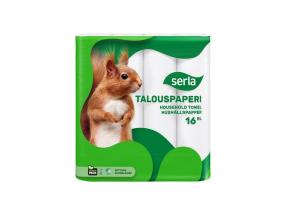 2-kerroksinen talouspaperi SERLA Orava 16 rullaa pakkauksessa
