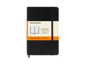 FOLDER MOLESKINE A6 (9x14cm) lineaariset mustat kovat kannet, joissa on kumikahvat
