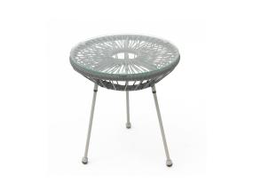 Parvekesetti COMO harmaa, pöytä D42xH45cm, 2 tuolia 70x80xH36/83cm, teräs, muovipunos