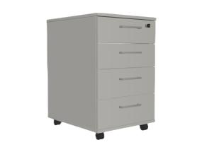 Laatikosto pyörillä OPTIMA 415x500x638mm 4 laatikolla vaaleanharmaa