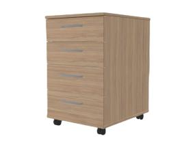Lipasto pyörillä OPTIMA 415x500x638mm 4-laatikkoinen tammi