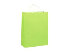 Paperipussi, jossa paperinauhakahva 240x110x310 mm, 100 gsm, vaaleanvihreä voimapaperi