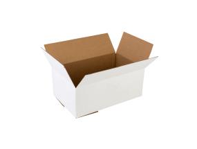 Postilaatikot/aaltopahvilaatikko pakettiautomaatteihin 310x215x250/190 mm, Fefco 0201, 15CW, valkoinen/ruskea
