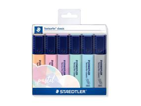 Tekstimerkkisarja STAEDTLER 364C 6 väriä (oranssi, pinkki, violetti, minttu, harmaa ja vaaleansininen)