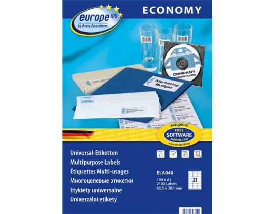 Tarratarra AVERY Economy 63,5x38,1mm 21 arkilla 100 arkkia