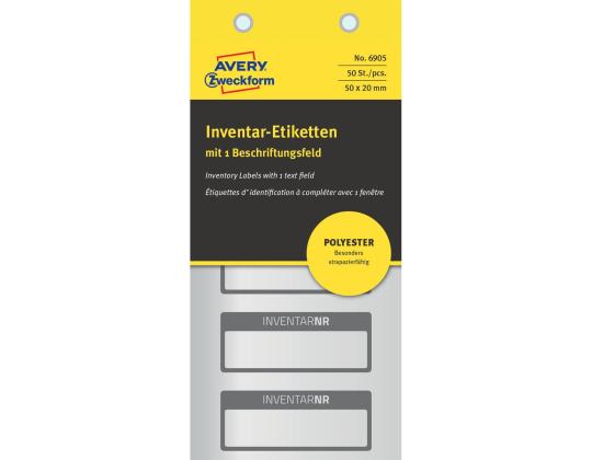 Tarratarra varaston polyesterikalvolle AVERY Zweckform 50x20mm 10 arkkia musta (6905)