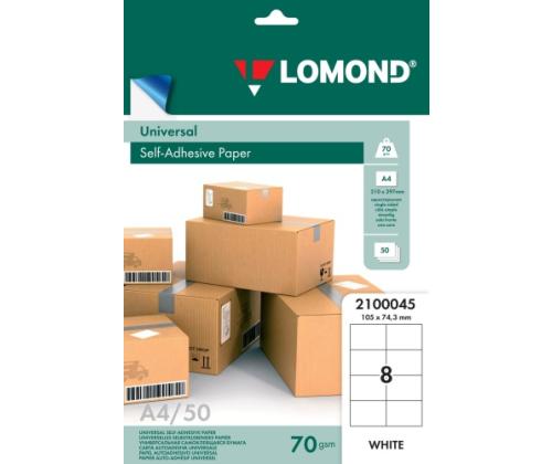 Itseliimautuvat Lomond-paperitarrat, 8/105x74,3, A4, 50 arkkia, valkoinen